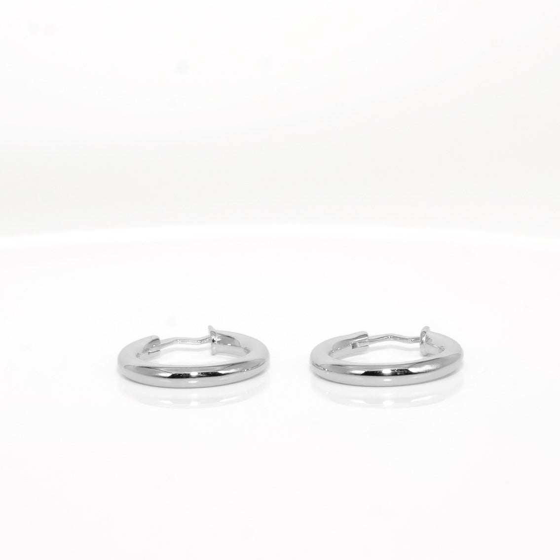 Medium Solid Gold Domed Hoop Earrings