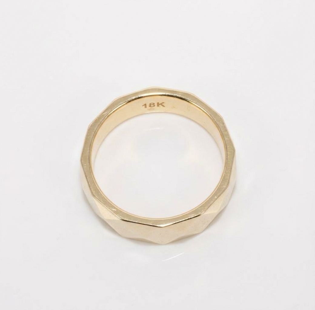 Solid Gold Faceted Band Ring