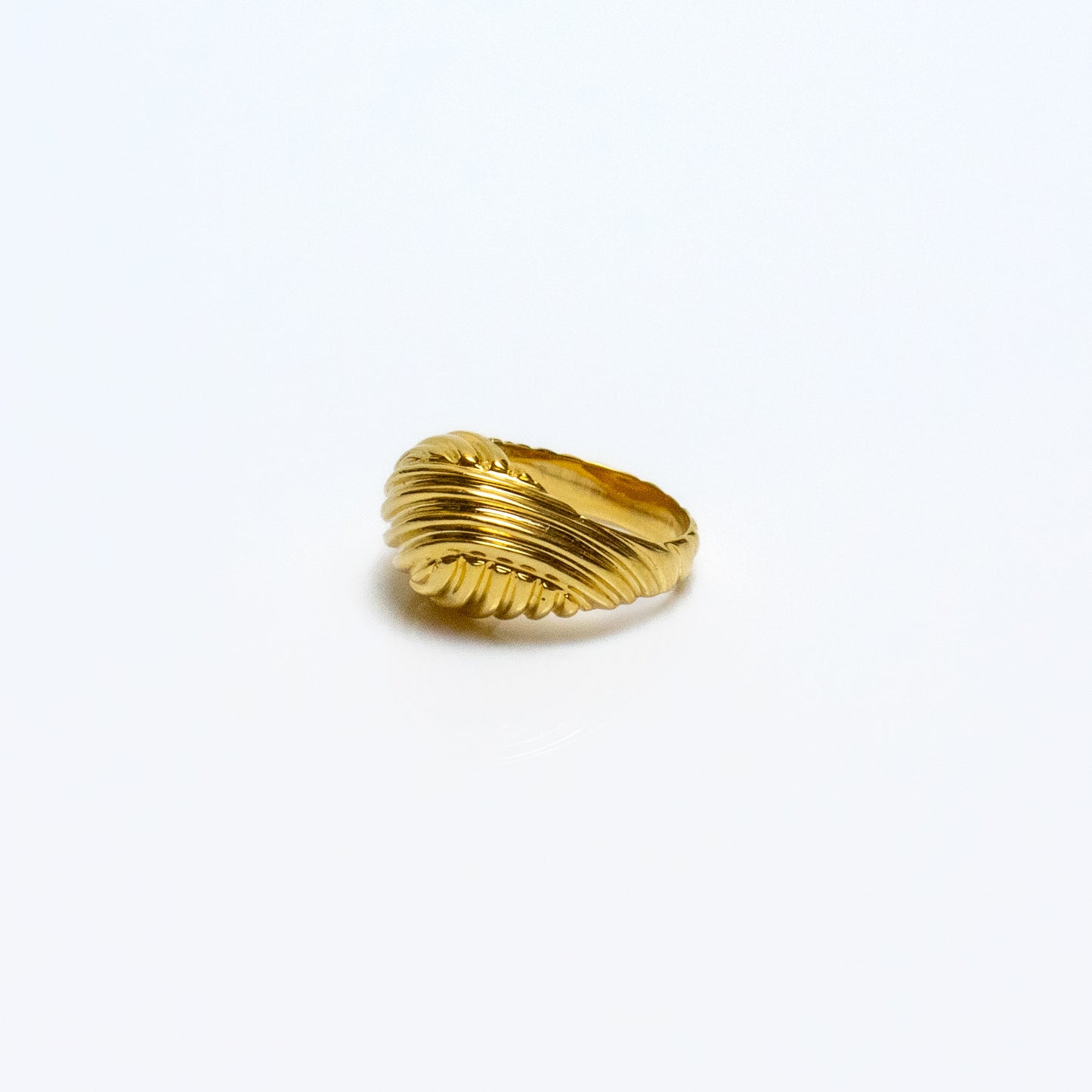 Solid Gold Dome Croissant Ring (18k, 20k, 22k)