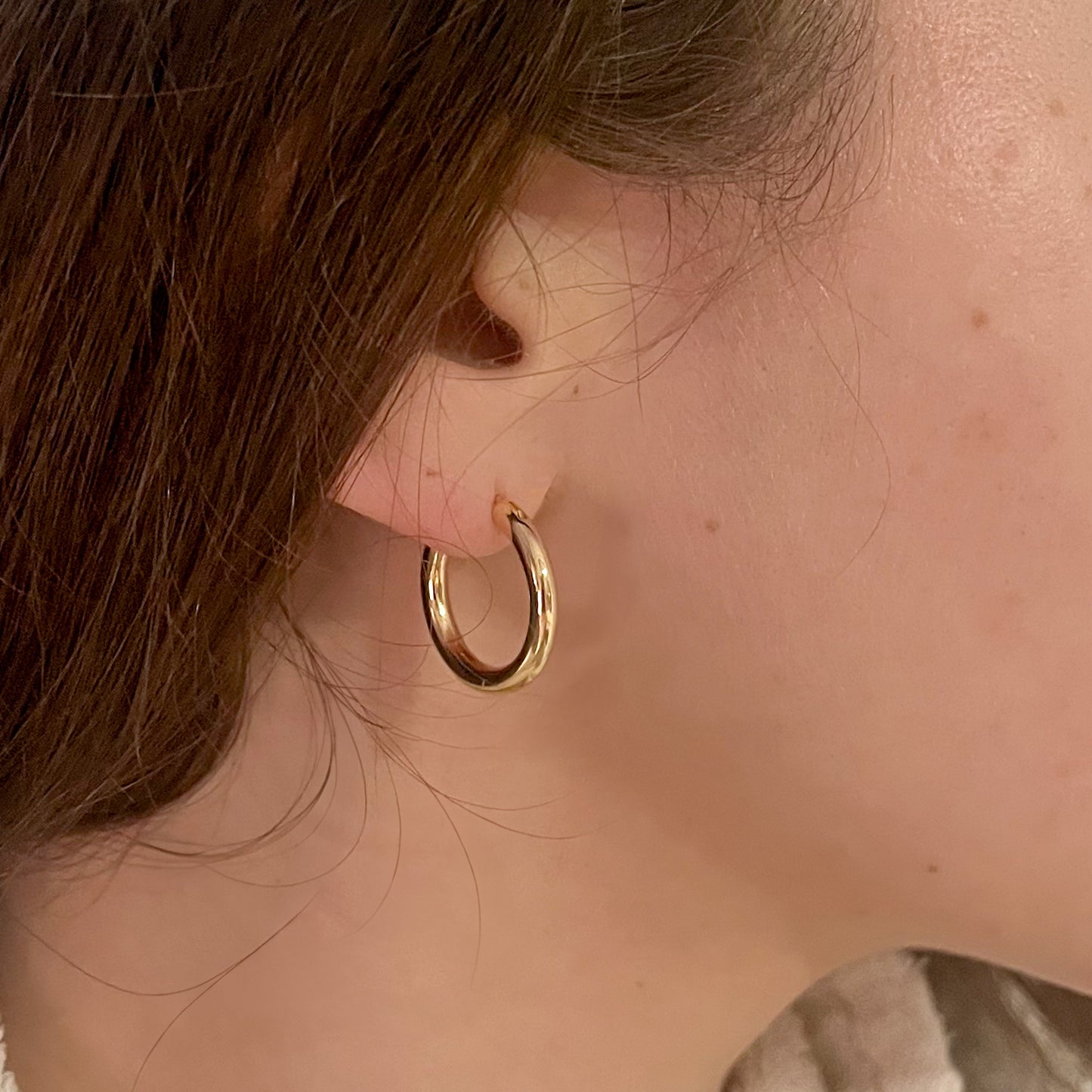 Solid Gold Domed Hoop Earrings