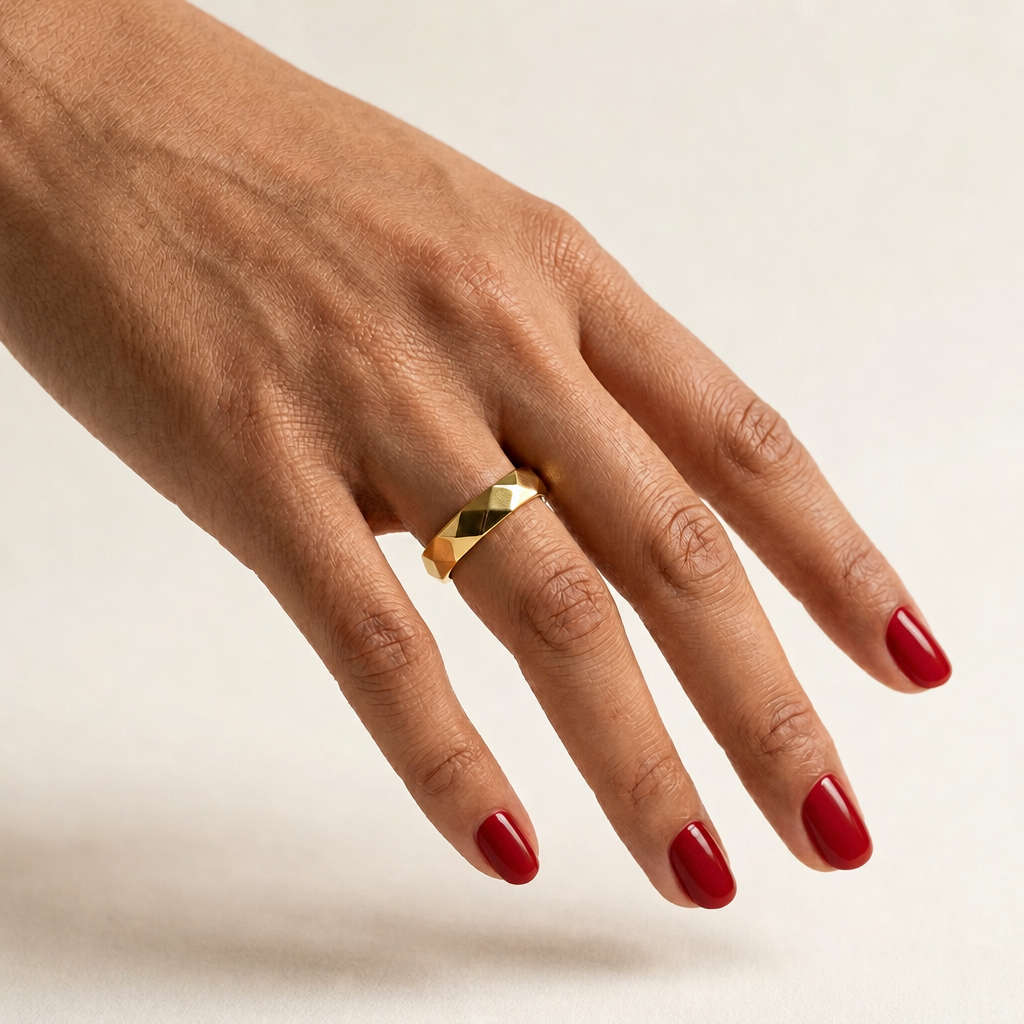Solid Gold Faceted Band Ring
