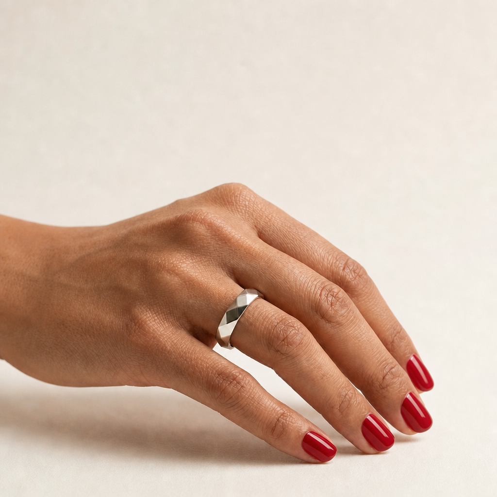 Solid Gold Faceted Band Ring