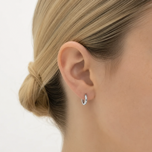 Small Solid Gold Domed Hoop Earrings